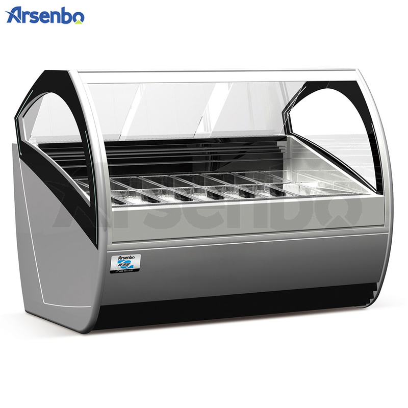White 650L Ice Cream Scoop Display Freezer , Freestanding Commercial Gelato Freezer