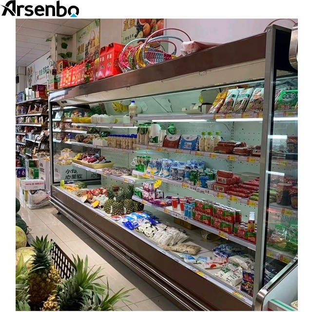 Durable Vertical Open Chiller Display , 220V Multideck Refrigerated Display Cabinets