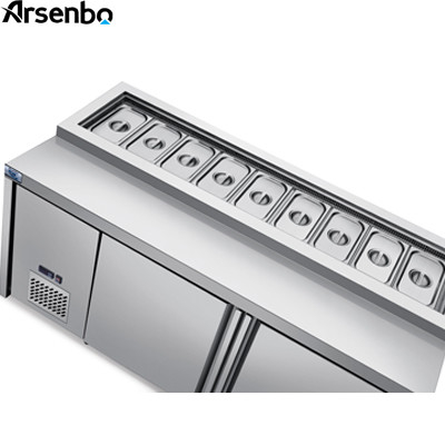 SS304 Countertop Pizza Prep Refrigerator Station 210W Antiwear